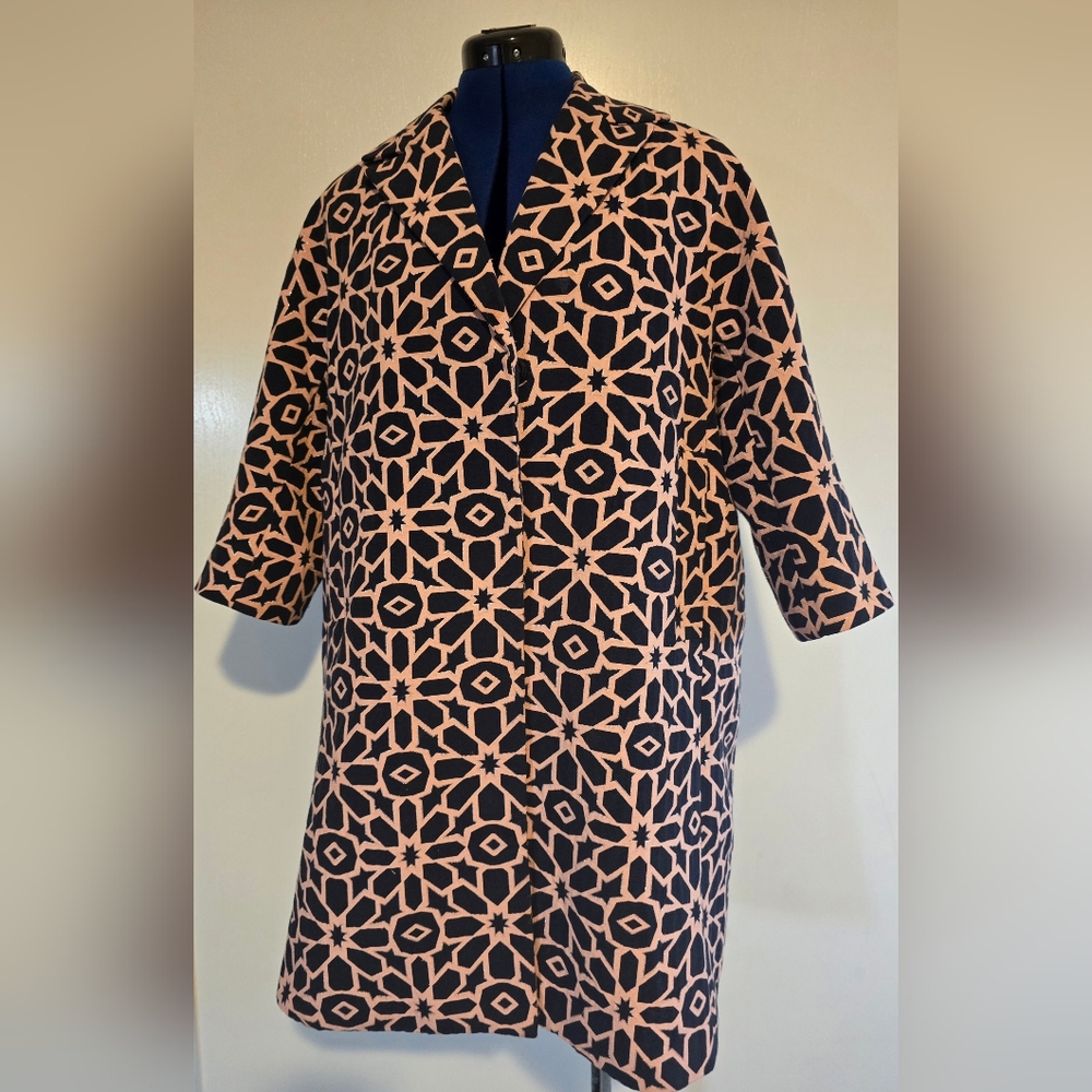 60s style Coat - 3/4 sleeves - pink/black/silver - Choice size S